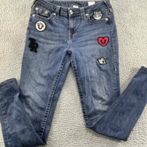 RARE Vintage Y2K True Religion Super Skinny Stretch Jeans With TR Patchwork, 29
